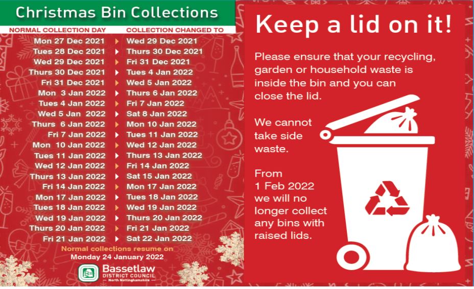 Derby Bin Collection Christmas 2025